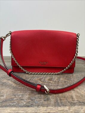 Kate Spade Cameron Monotone Flap Crossbody Bright Peony Saffiano Leather NWT